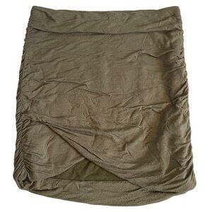Free People Army Green High Waist Ruched Lined Mini Skirt Womens Small